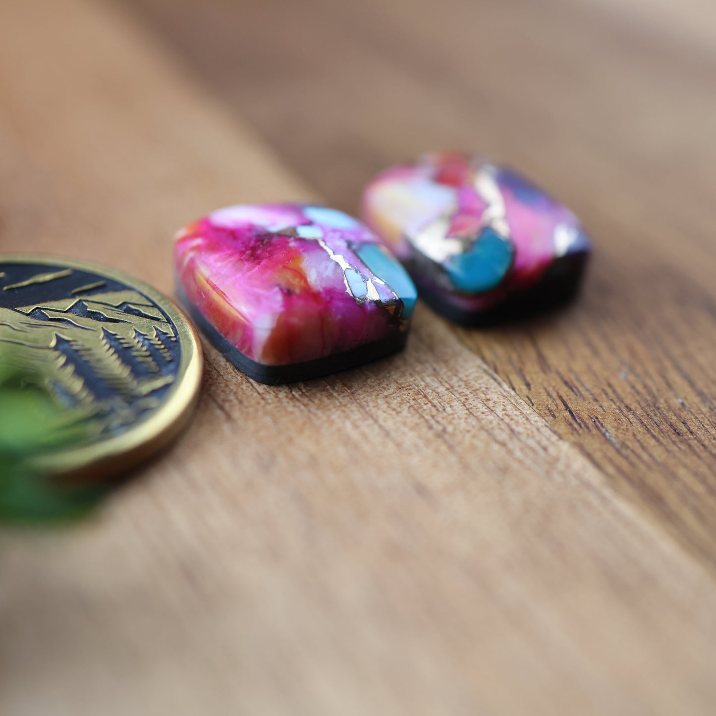 Kingman Composite Cabochon Set of 2 - approx. 13 x 11 mm
