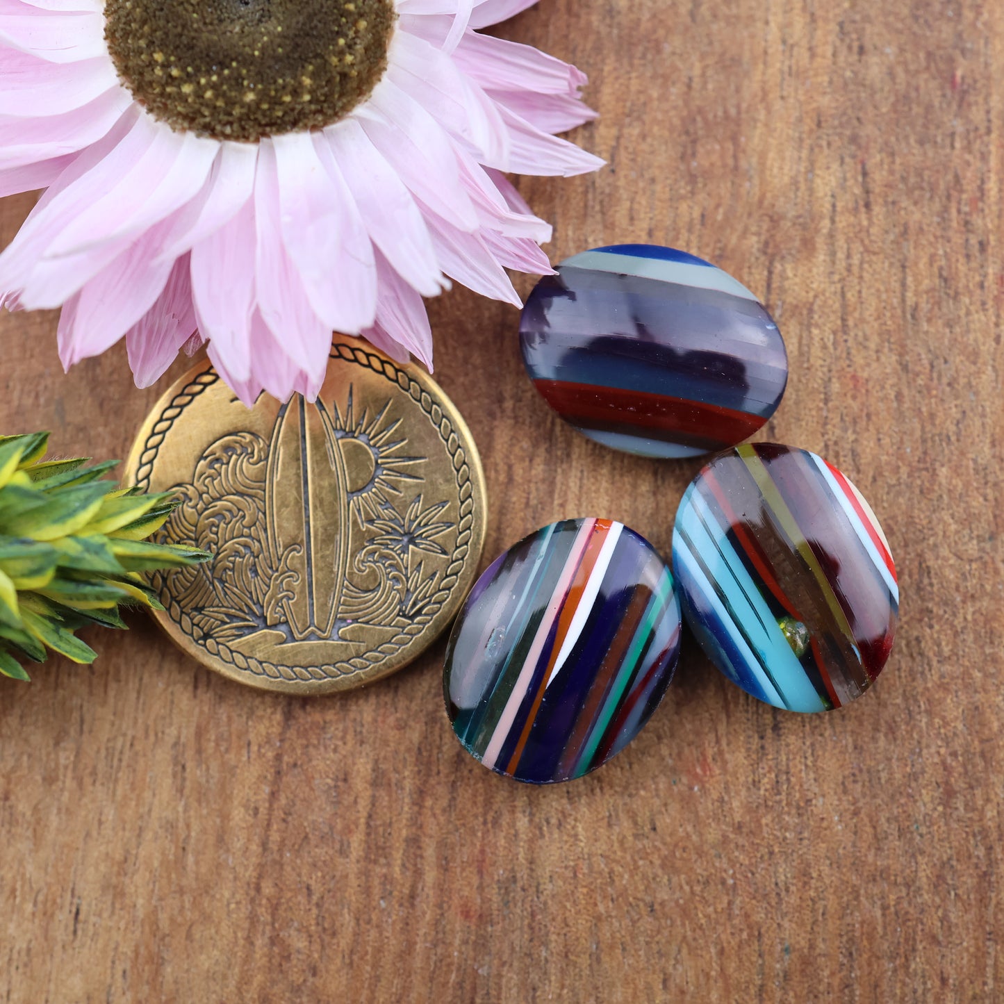 Californian Surfite Cabochon set of 3 - approx. 15 x 11 mm