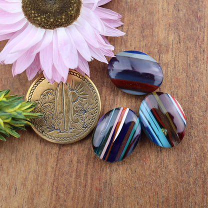 Californian Surfite Cabochon set of 3 - approx. 15 x 11 mm