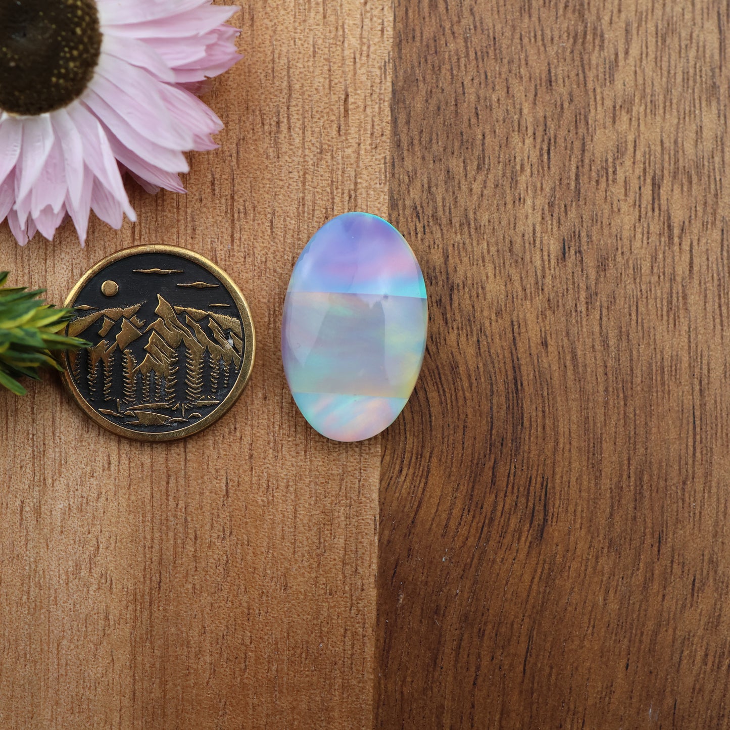 Intarsia Aurora Opal Cabochon - approx. 23 x 14 x 5.6 mm