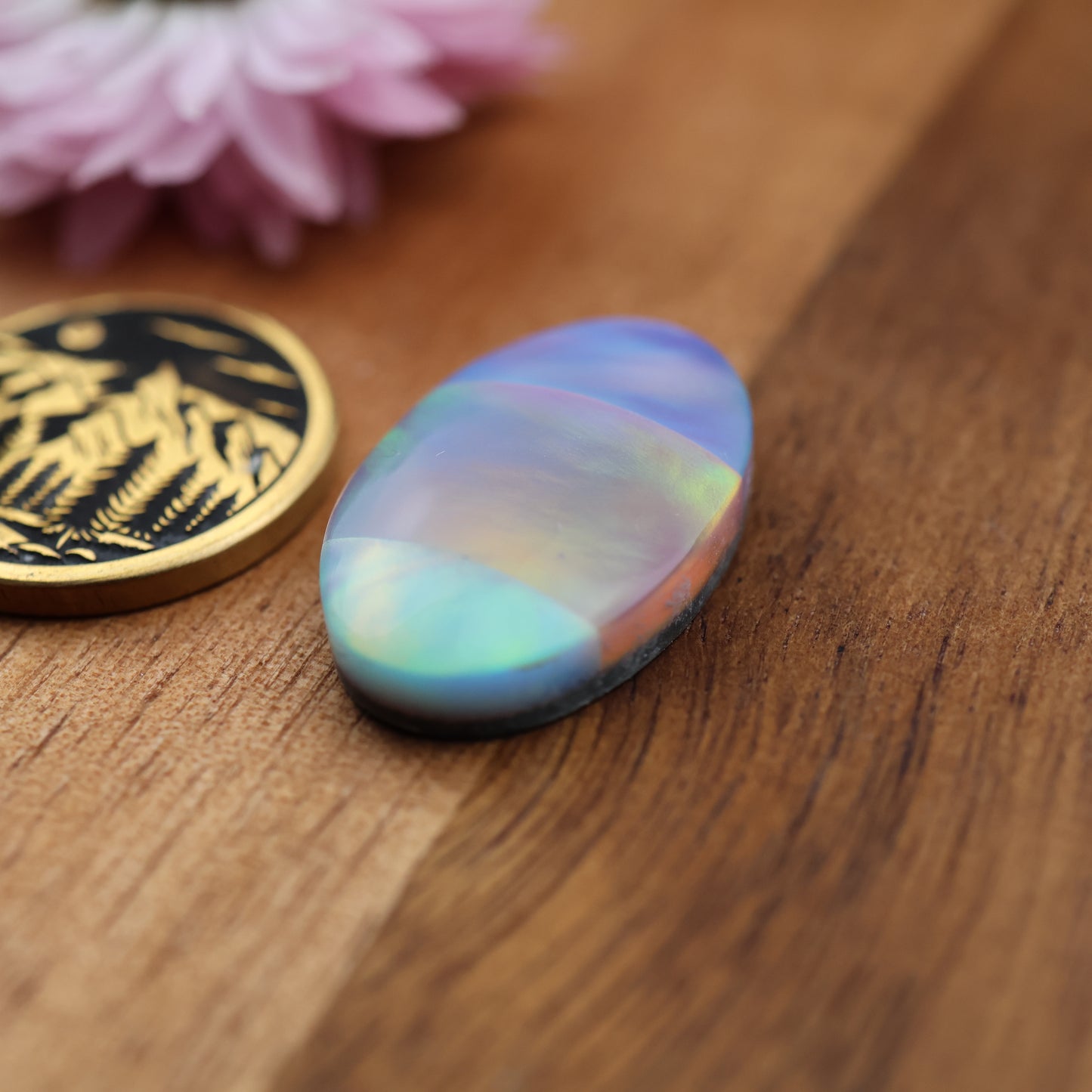 Intarsia Aurora Opal Cabochon - approx. 23 x 14 x 5.6 mm
