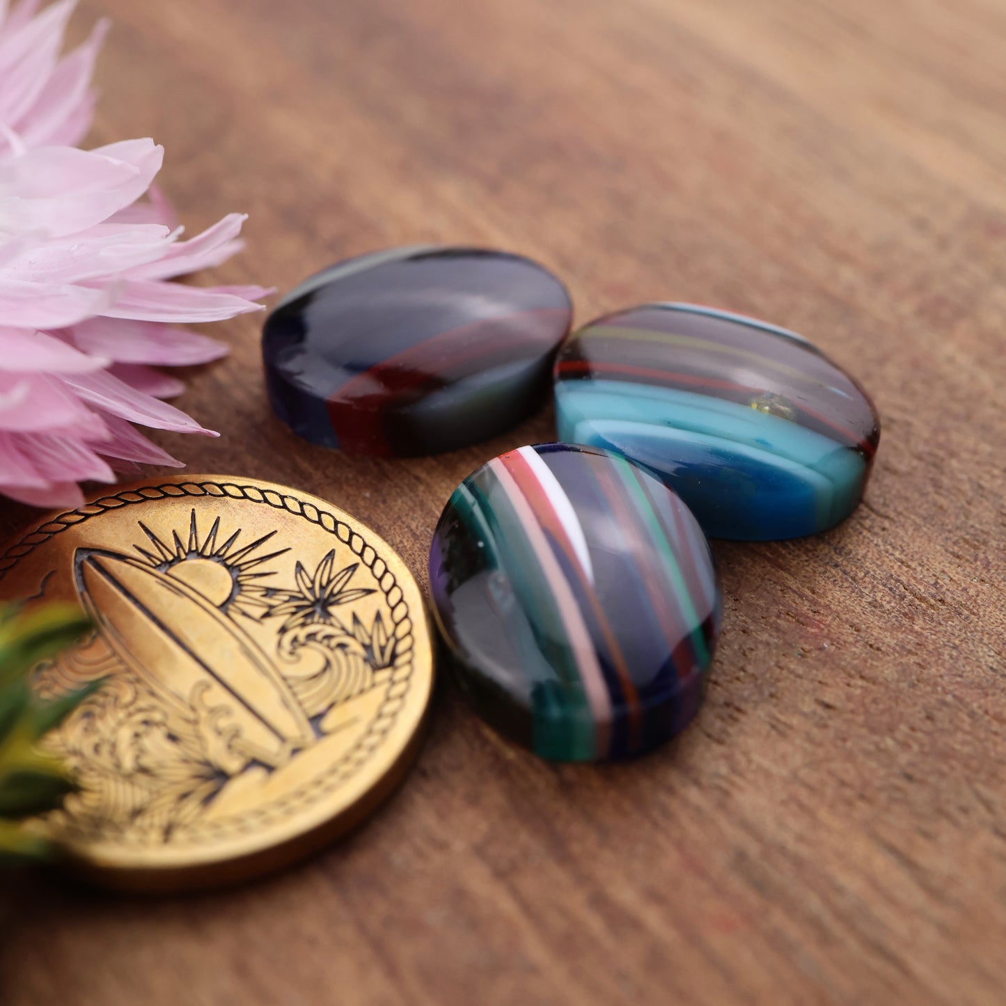 Californian Surfite Cabochon set of 3 - approx. 15 x 11 mm