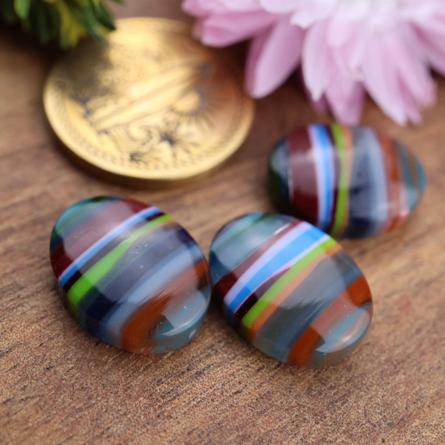 Californian Surfite Cabochon set of 3 - approx. 15 x 11 mm