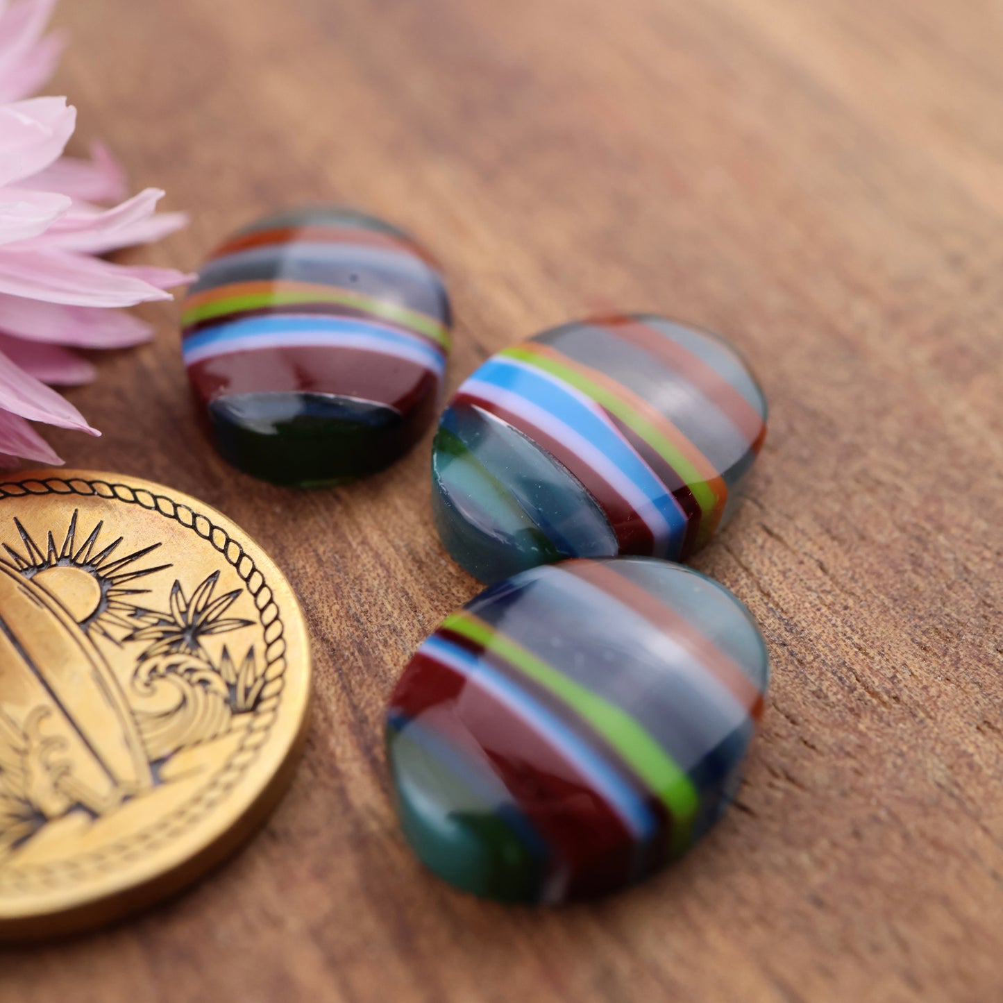Californian Surfite Cabochon set of 3 - approx. 15 x 11 mm
