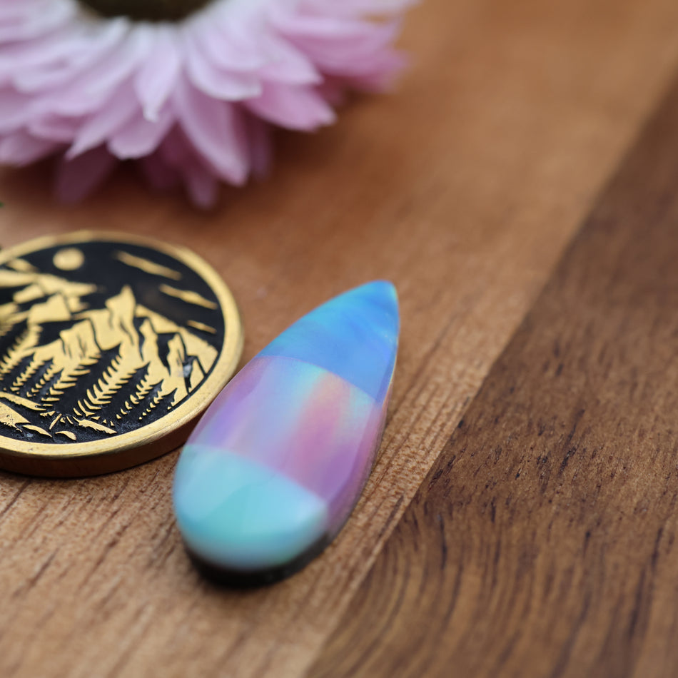 Intarsia Aurora Opal Cabochon - approx. 22 x 10 x 5.1 mm