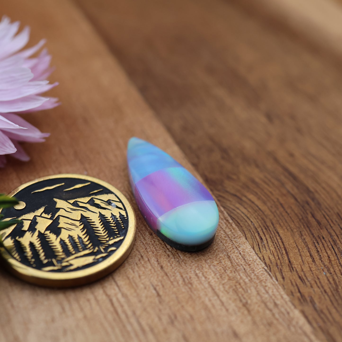 Intarsia Aurora Opal Cabochon - approx. 22 x 10 x 5.1 mm