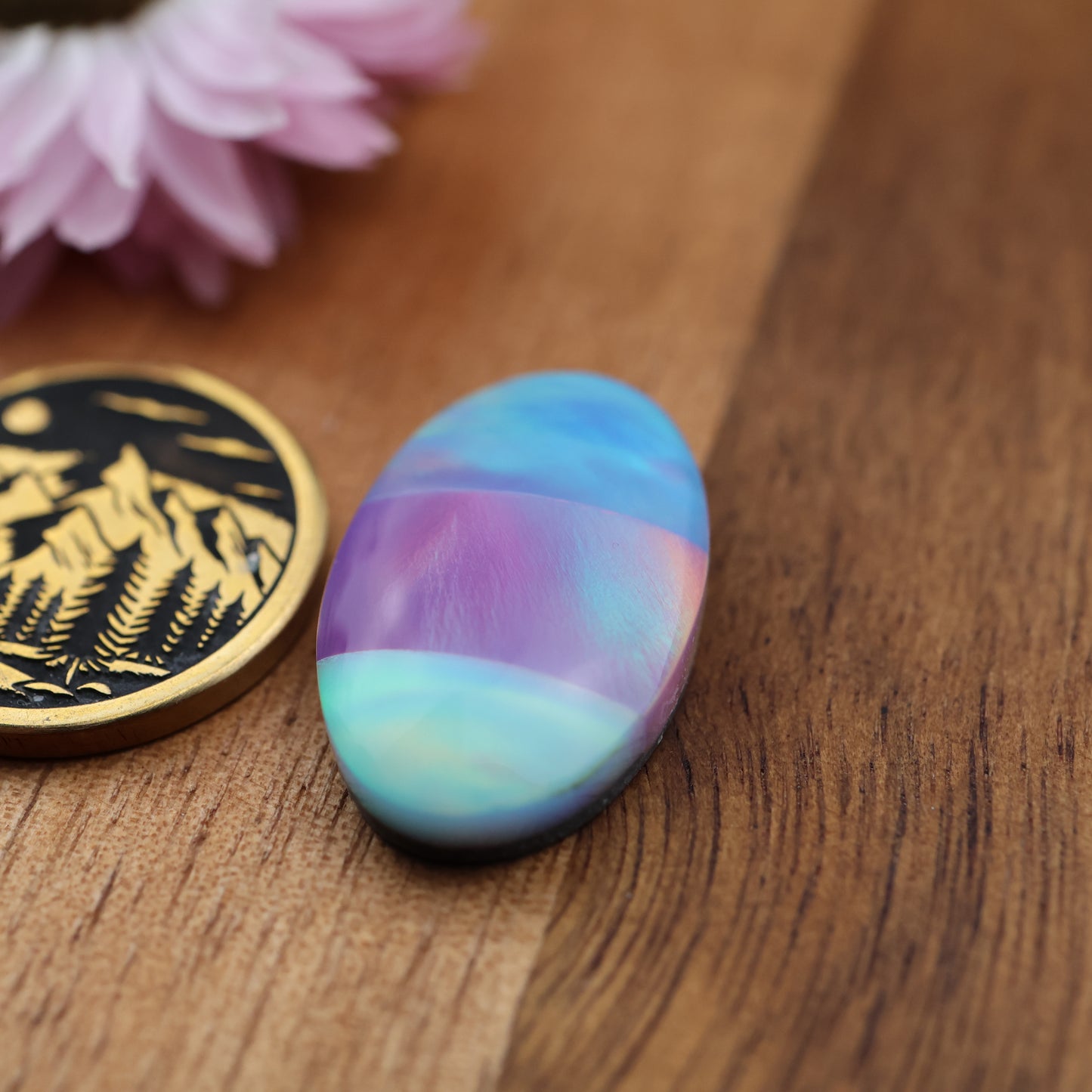 Intarsia Aurora Opal Cabochon - approx. 23 x 14 x 5.5 mm