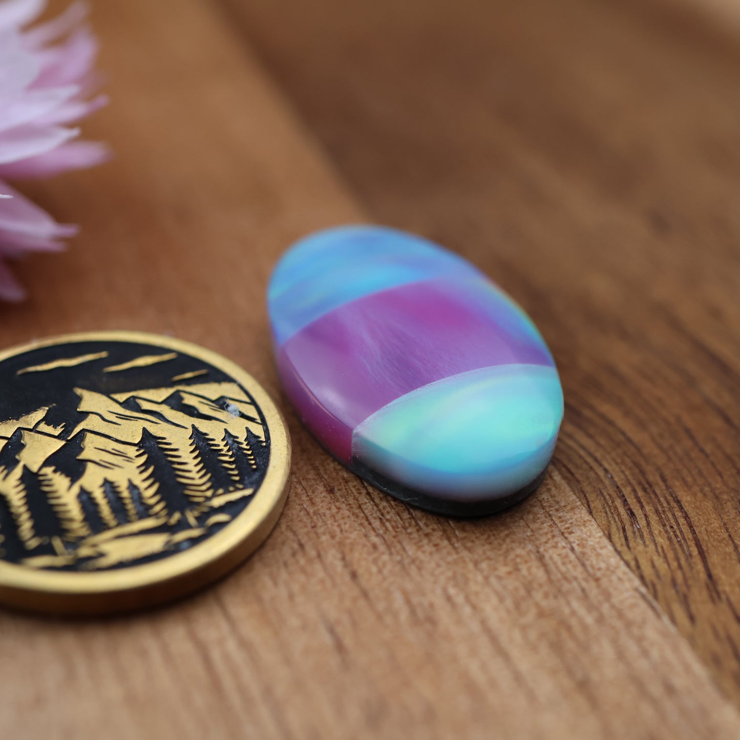 Intarsia Aurora Opal Cabochon - approx. 23 x 14 x 5.5 mm