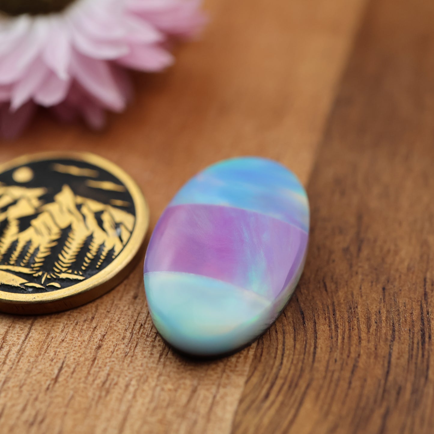 Intarsia Aurora Opal Cabochon - approx. 23 x 14 x 5.2 mm