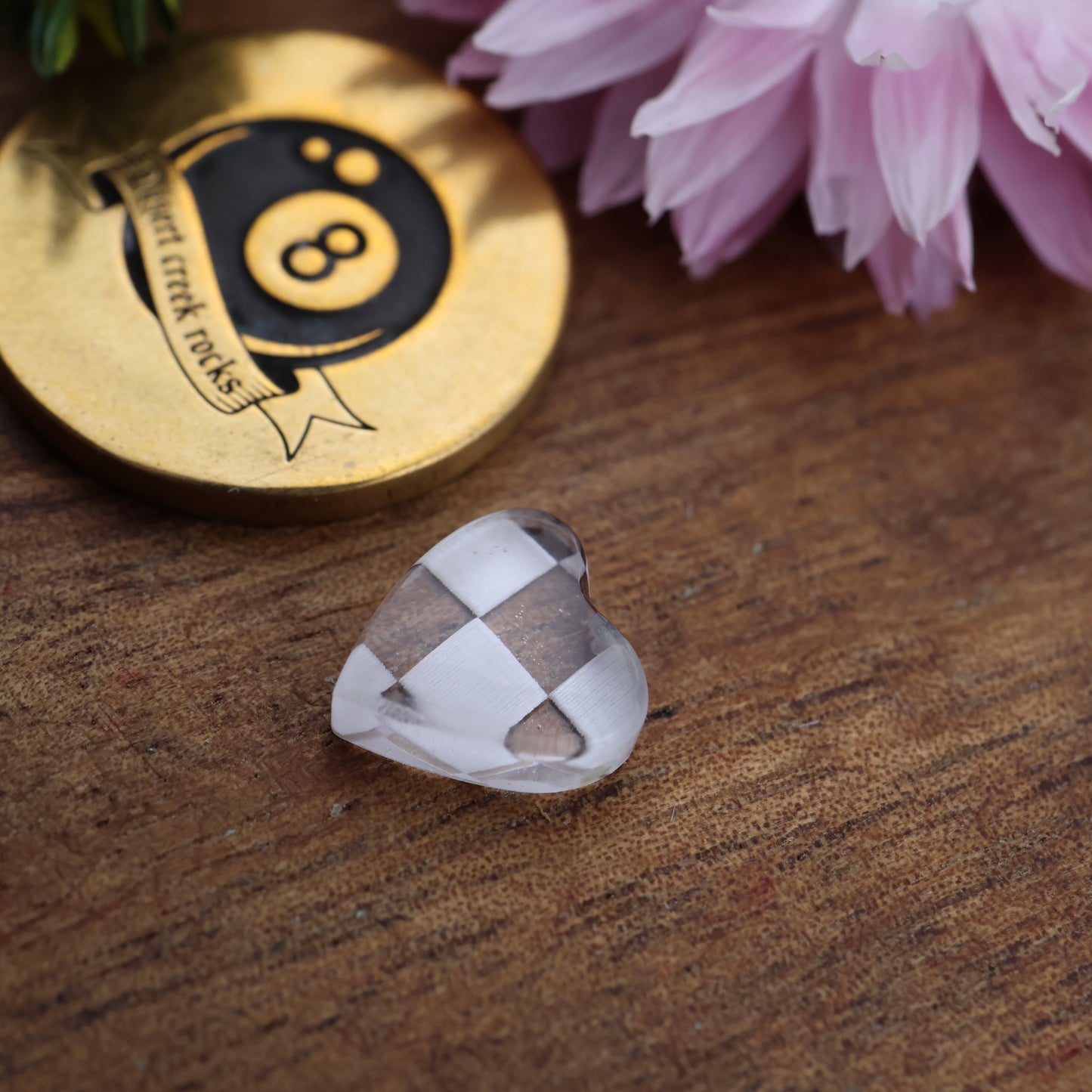 Engraved Acrylic Cabochon - approx. 9 x 9 x 3.4 mm