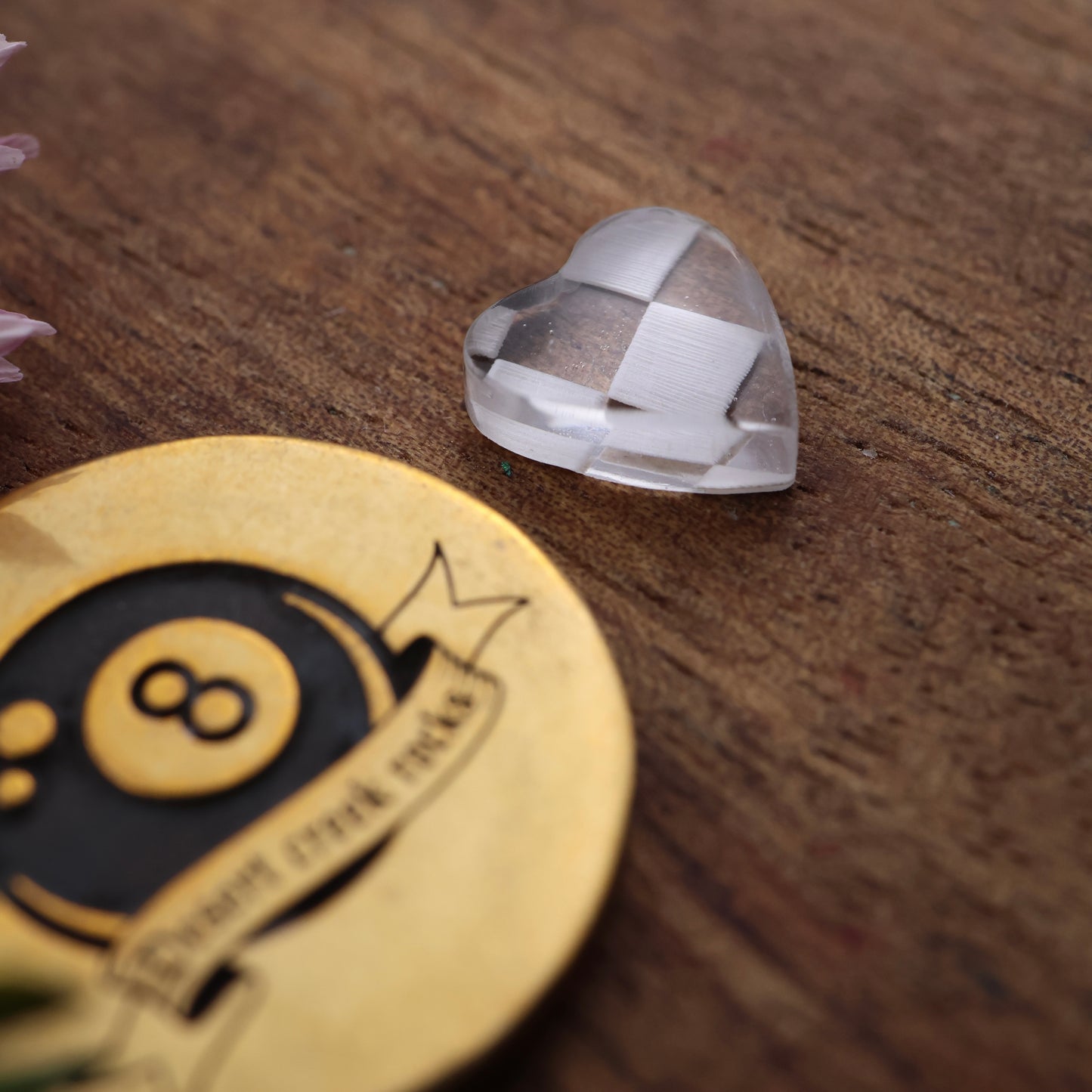 Engraved Acrylic Cabochon - approx. 9 x 9 x 3.4 mm