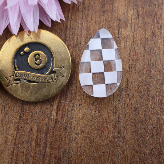 Engraved Acrylic Cabochon - approx. 18 x 11 x 5 mm