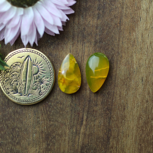 Gower Surfite Cabochon Set of 2 - approx. 14 x 8 mm