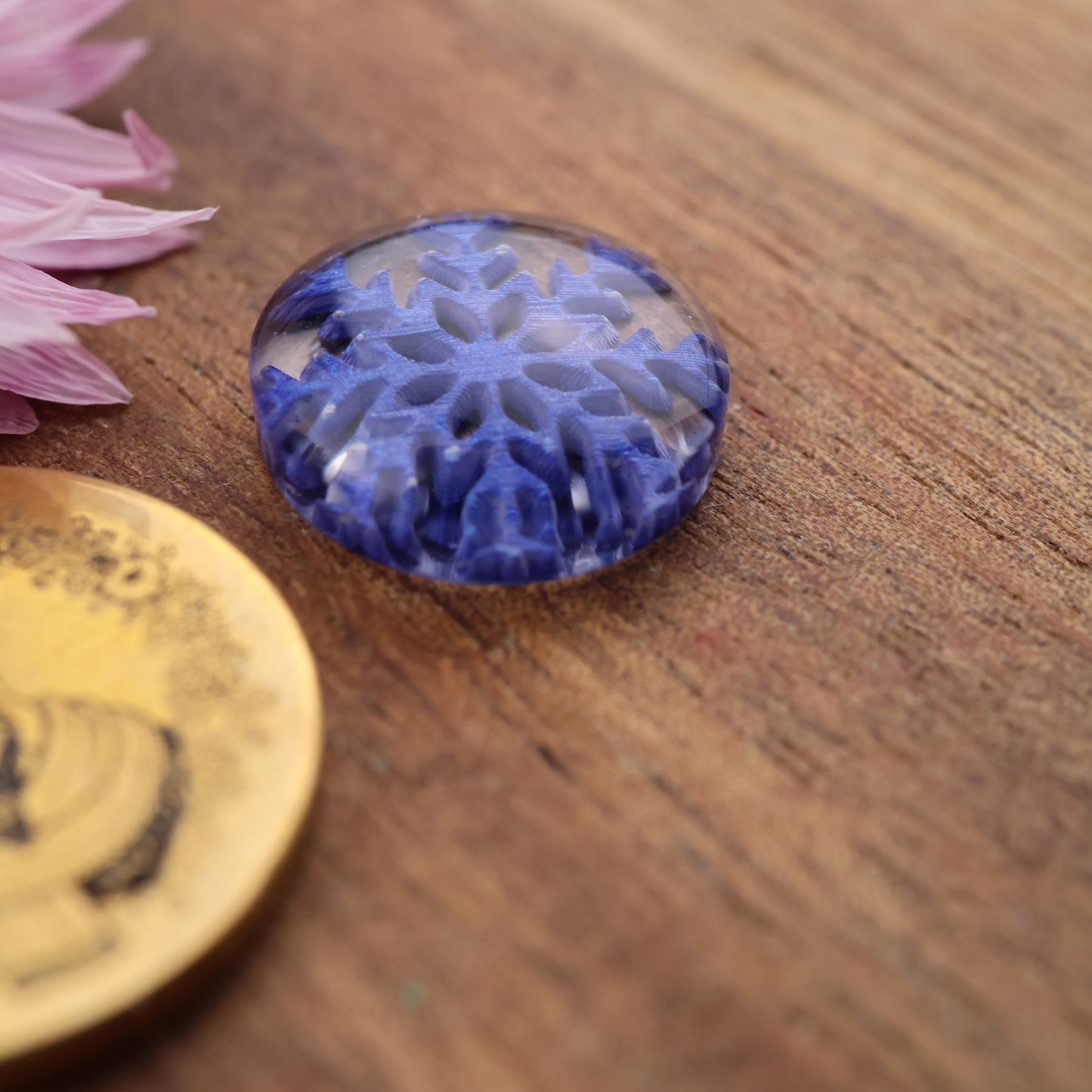 Engraved Acrylic Cabochon - approx. 14 x 14 x 5.3 mm