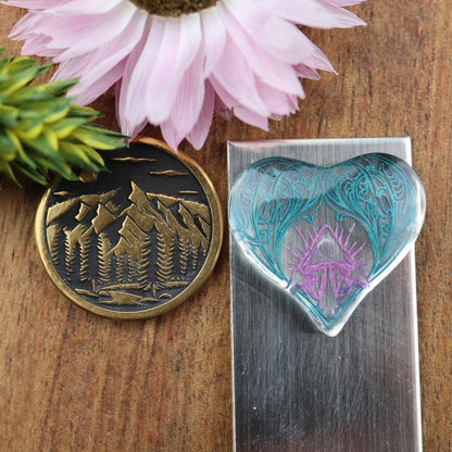 Engraved & Painted Acrylic Cabochon - approx. 20 x 19 x 4.9 mm