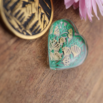 Engraved & Painted Acrylic Cabochon - approx. 19 x 18 x 5.1 mm