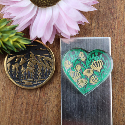 Engraved & Painted Acrylic Cabochon - approx. 19 x 18 x 5.1 mm