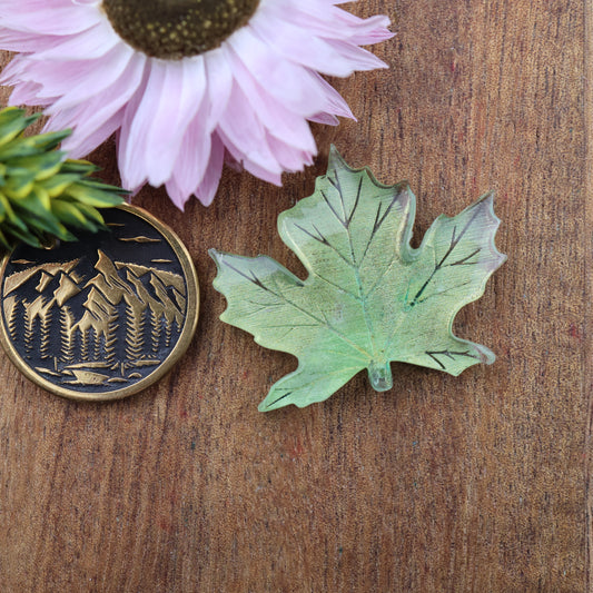 Engraved & Painted Acrylic Cabochon - approx. 24 x 28 x 5.3 mm