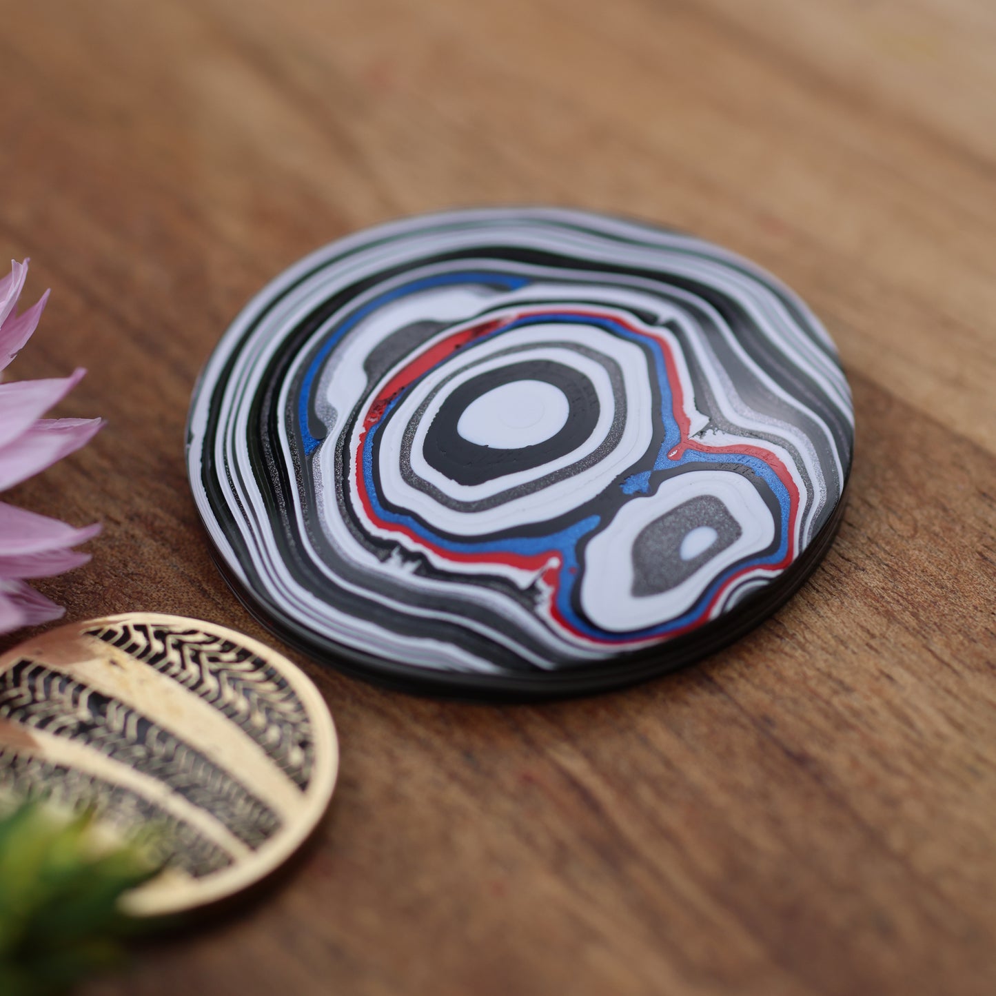 Fordite Cabochon - approx. 35 x 35 x 5.5 mm