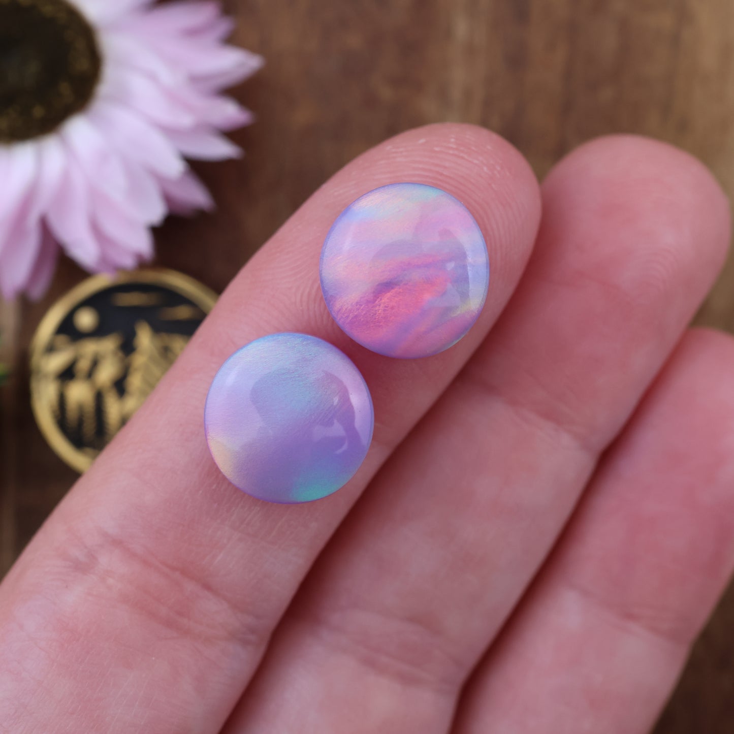 Aurora Opal Cabochon Set of 2 - approx. 11 x 11 mm