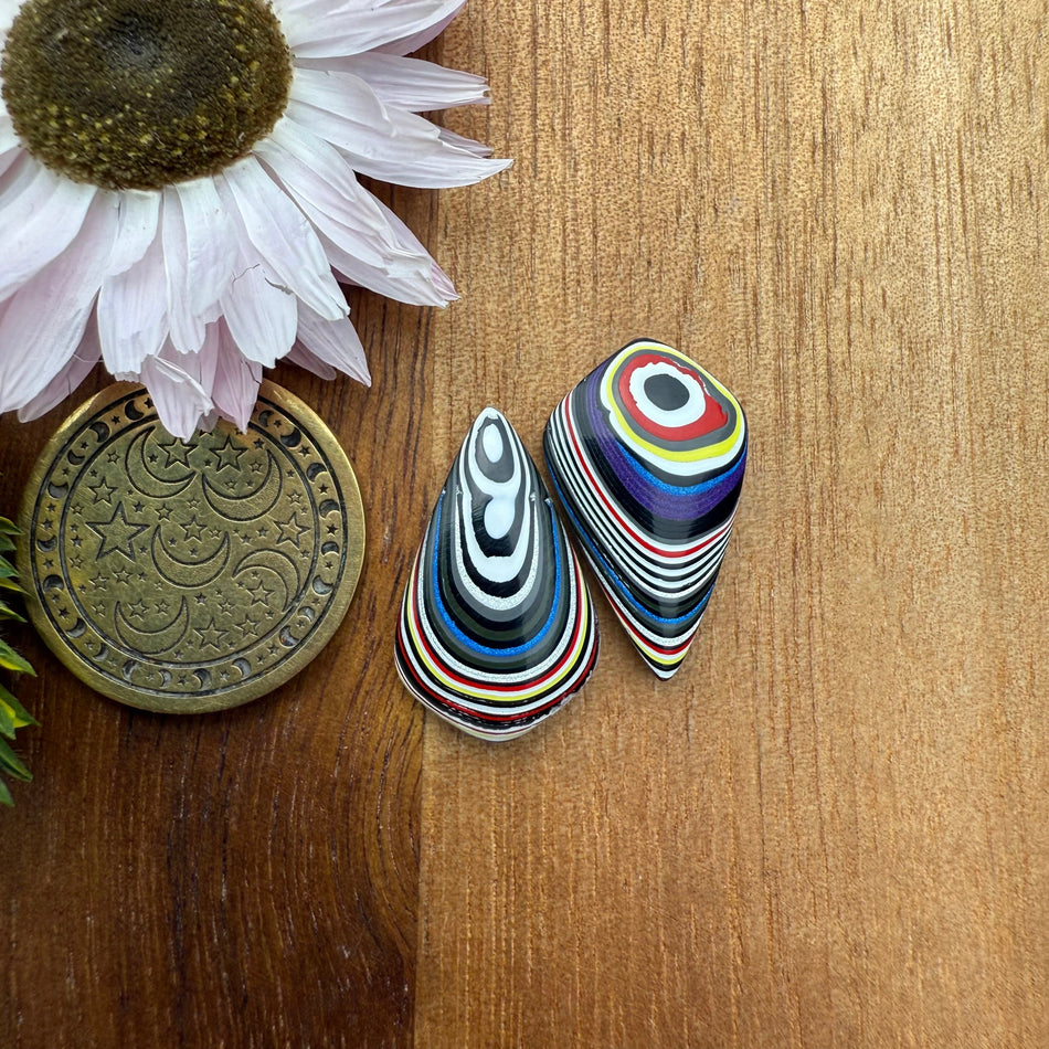 Fordite Cabochon Set of 2 - approx. 19 x 12 mm