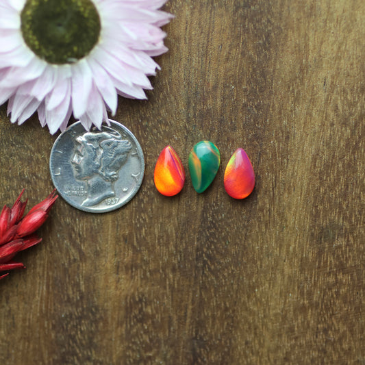 Aurora Opal Cabochon Set of 3 - approx. 9 x 6 mm