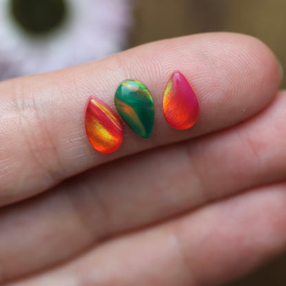 Aurora Opal Cabochon Set of 3 - approx. 9 x 6 mm
