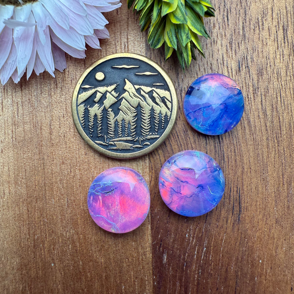 Gower Surfite & Aurora Opal Doublet Cabochon Set of 3 - approx. 11-12 mm