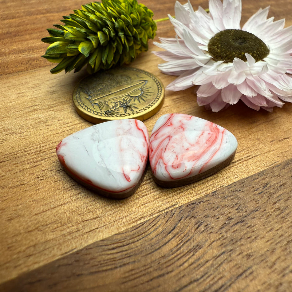 Gower Surfite Cabochon Pair - approx. 16 x 16 mm