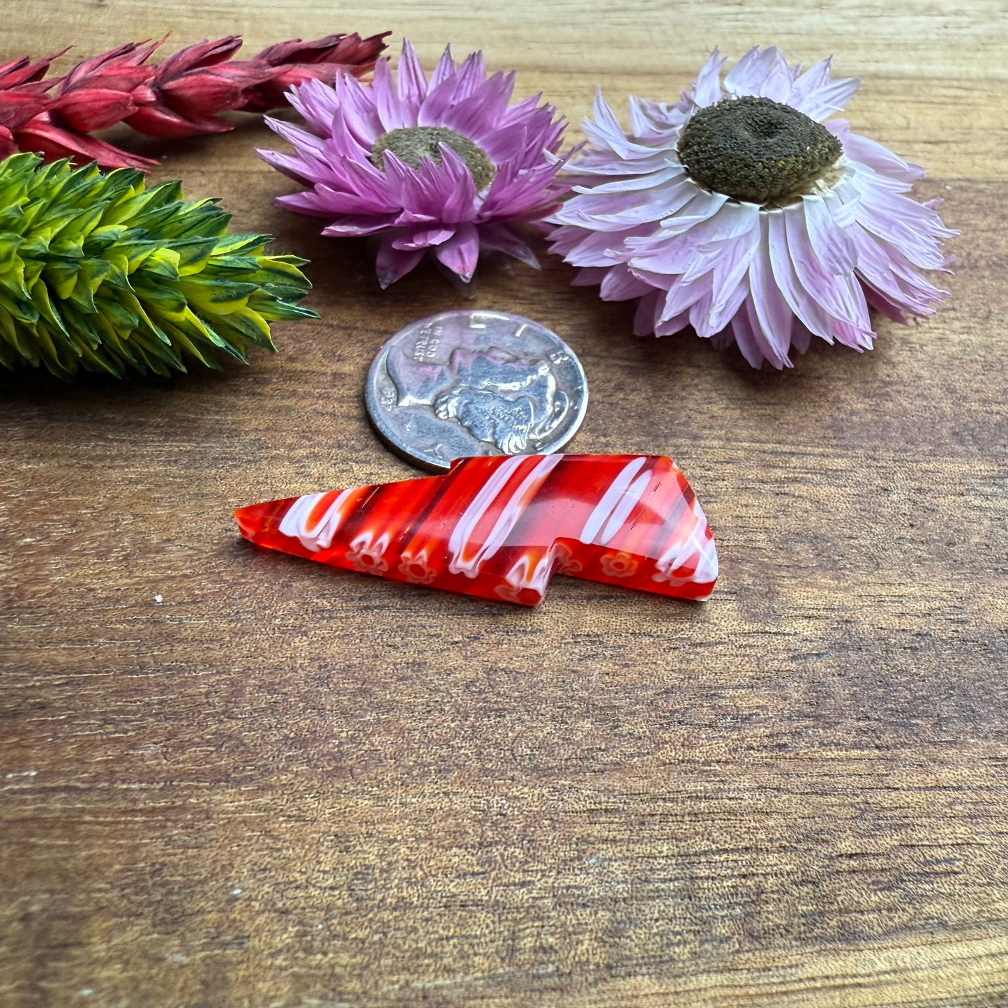 Art Glass Cabochon - approx. 32 x 11 x 4.6 mm