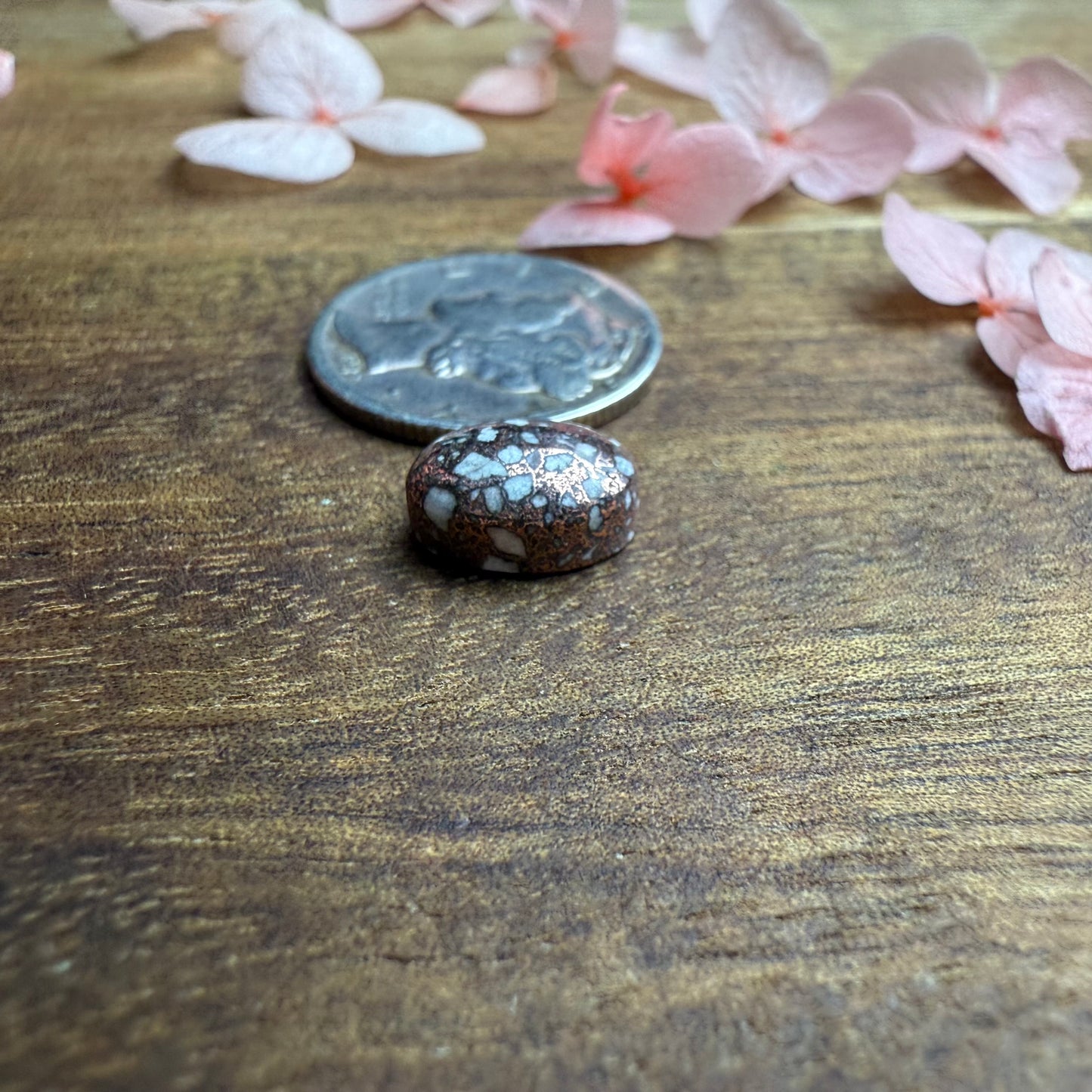 Copper Firebrick Cabochon - approx. 9 x 7 x 4.2 mm