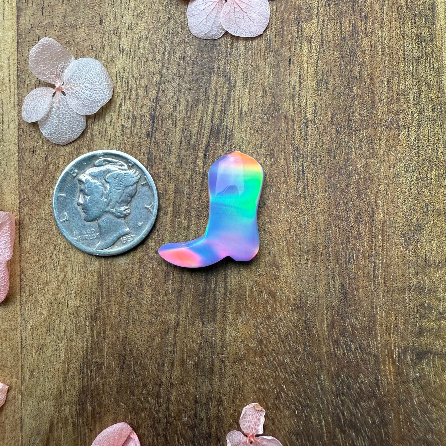 Aurora Opal Cabochon - approx. 18 x 17 x 4.5 mm