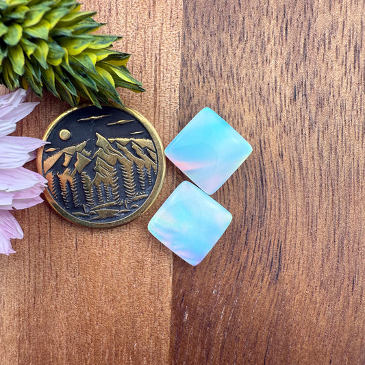 Aurora Opal Cabochon Pair - approx. 10 x 10 mm