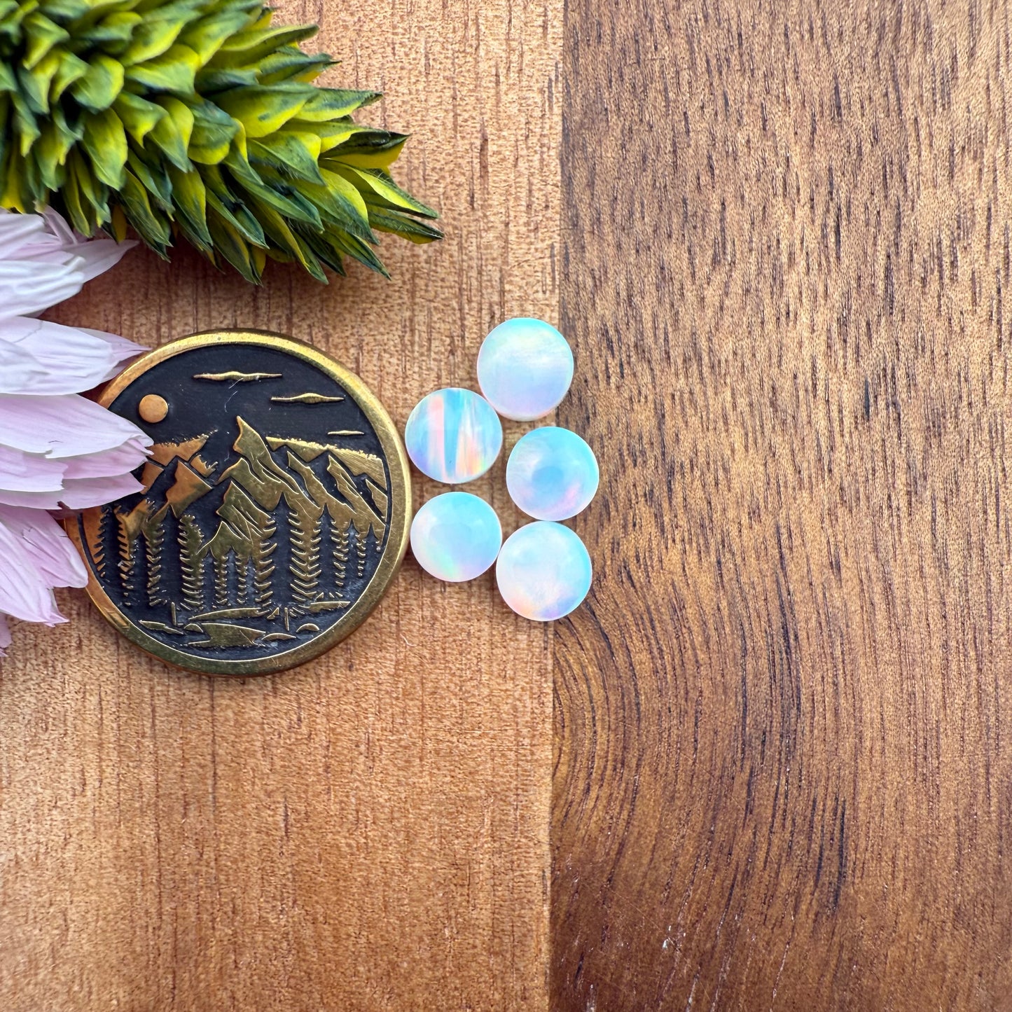 Aurora Opal Cabochon Set of 5 - approx. 5 x 5 mm