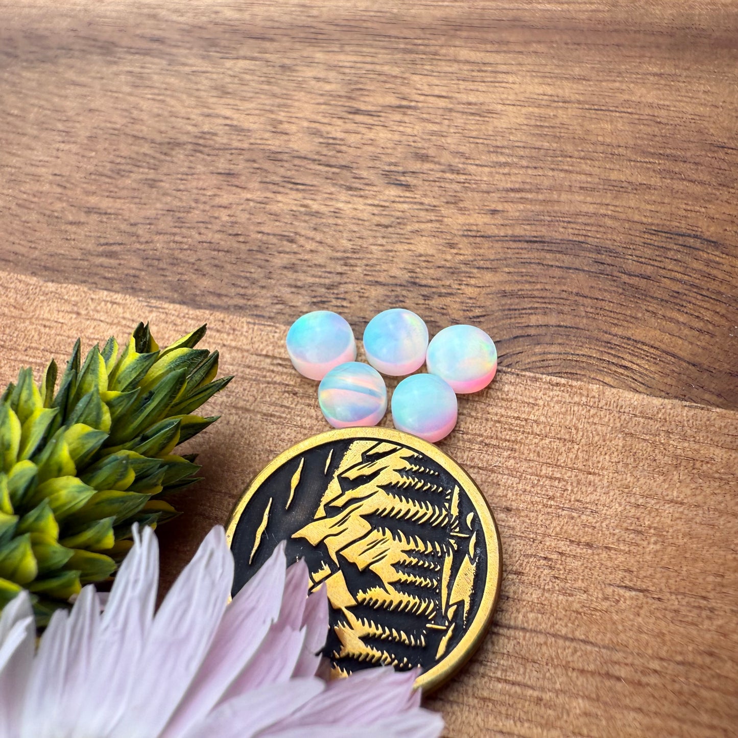 Aurora Opal Cabochon Set of 5 - approx. 5 x 5 mm