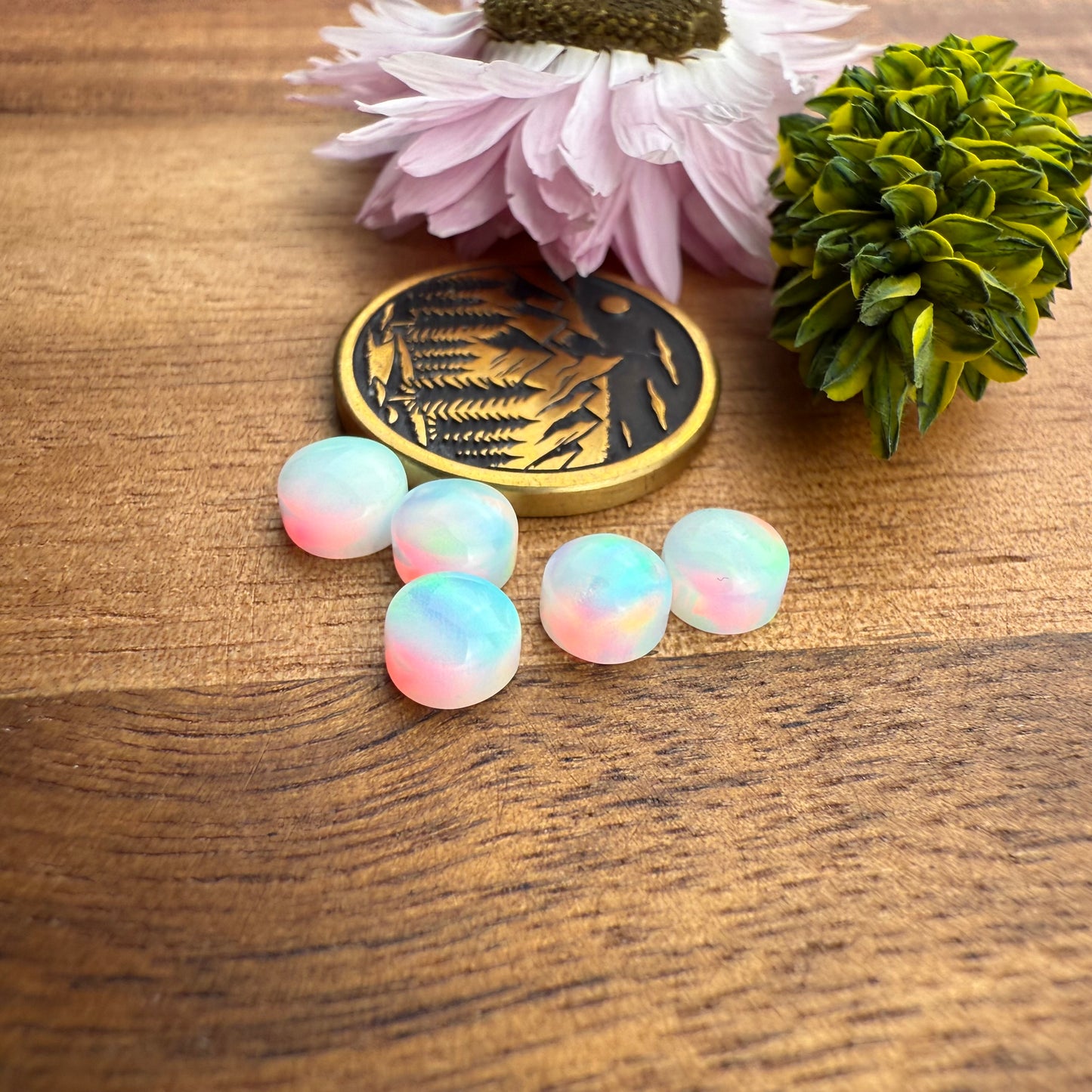 Aurora Opal Cabochon Set of 5 - approx. 5 x 5 mm