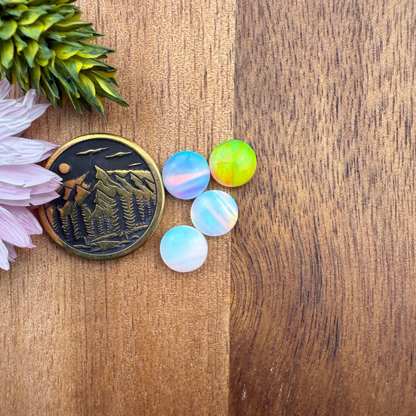 Aurora Opal Cabochon Set of 4 - approx. 7 x 7 mm
