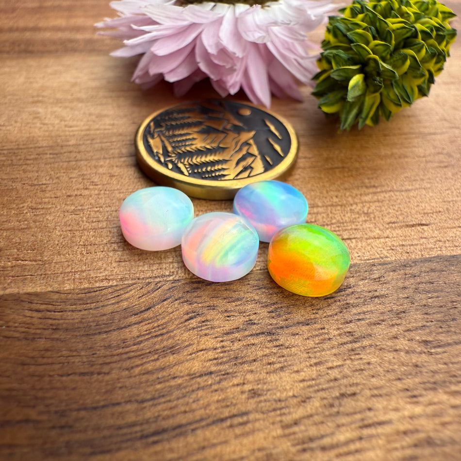 Aurora Opal Cabochon Set of 4 - approx. 7 x 7 mm