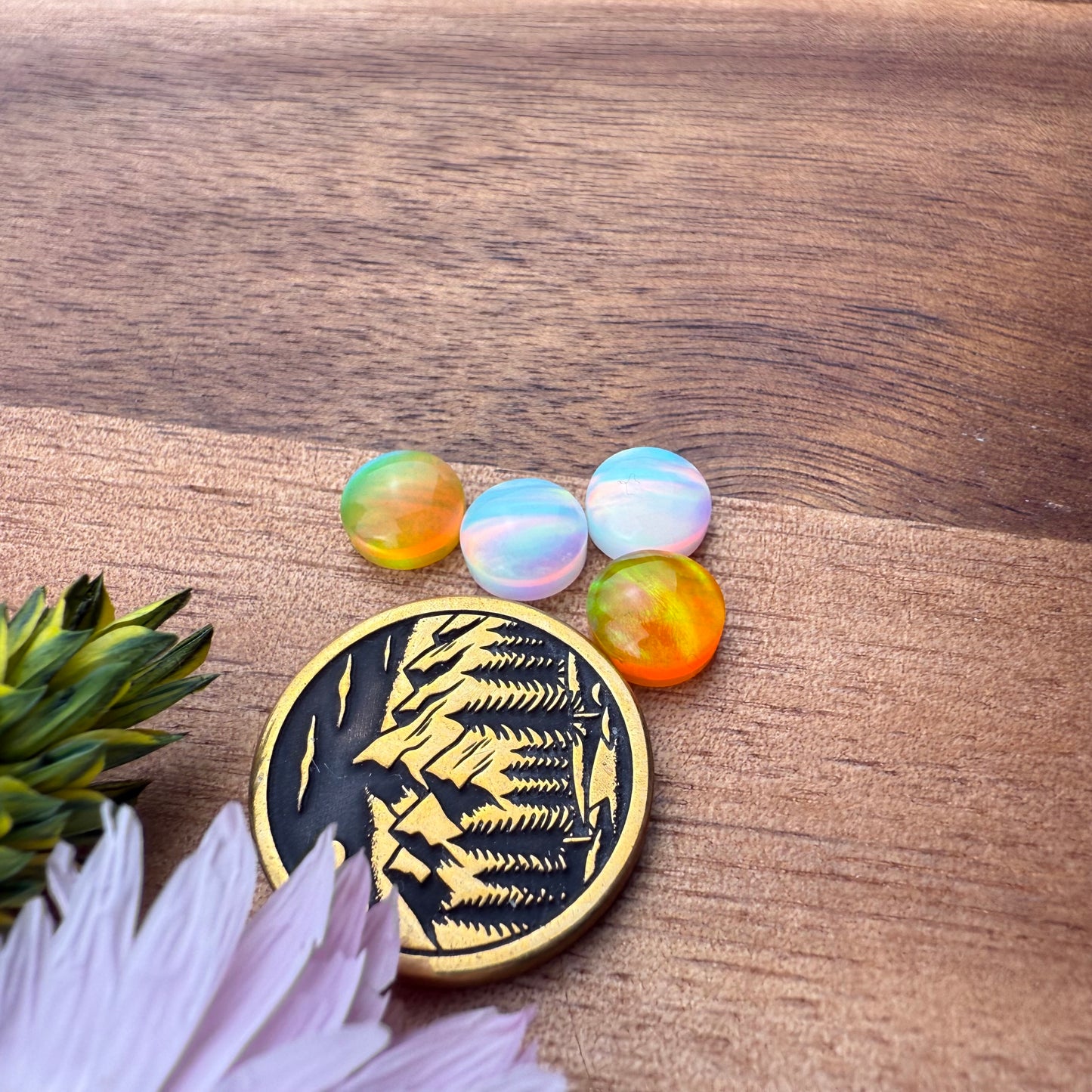 Aurora Opal Cabochon Set of 4 - approx. 7 x 7 mm