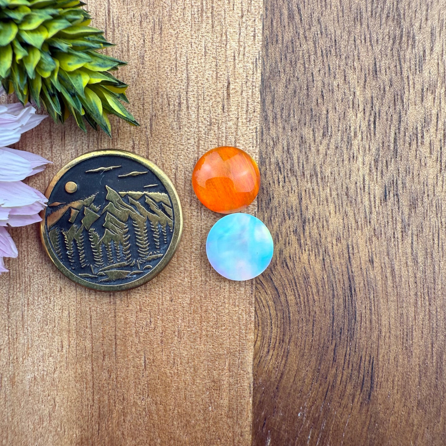 Aurora Opal Cabochon Set of 2 - approx. 9 x 9 mm
