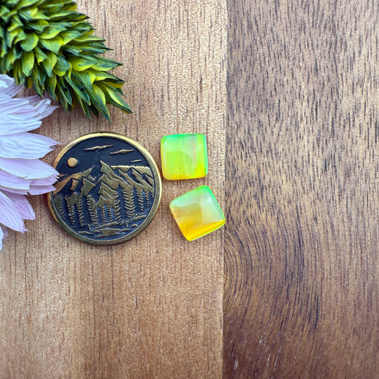 Aurora Opal Cabochon Pair - approx. 8 x 8 mm