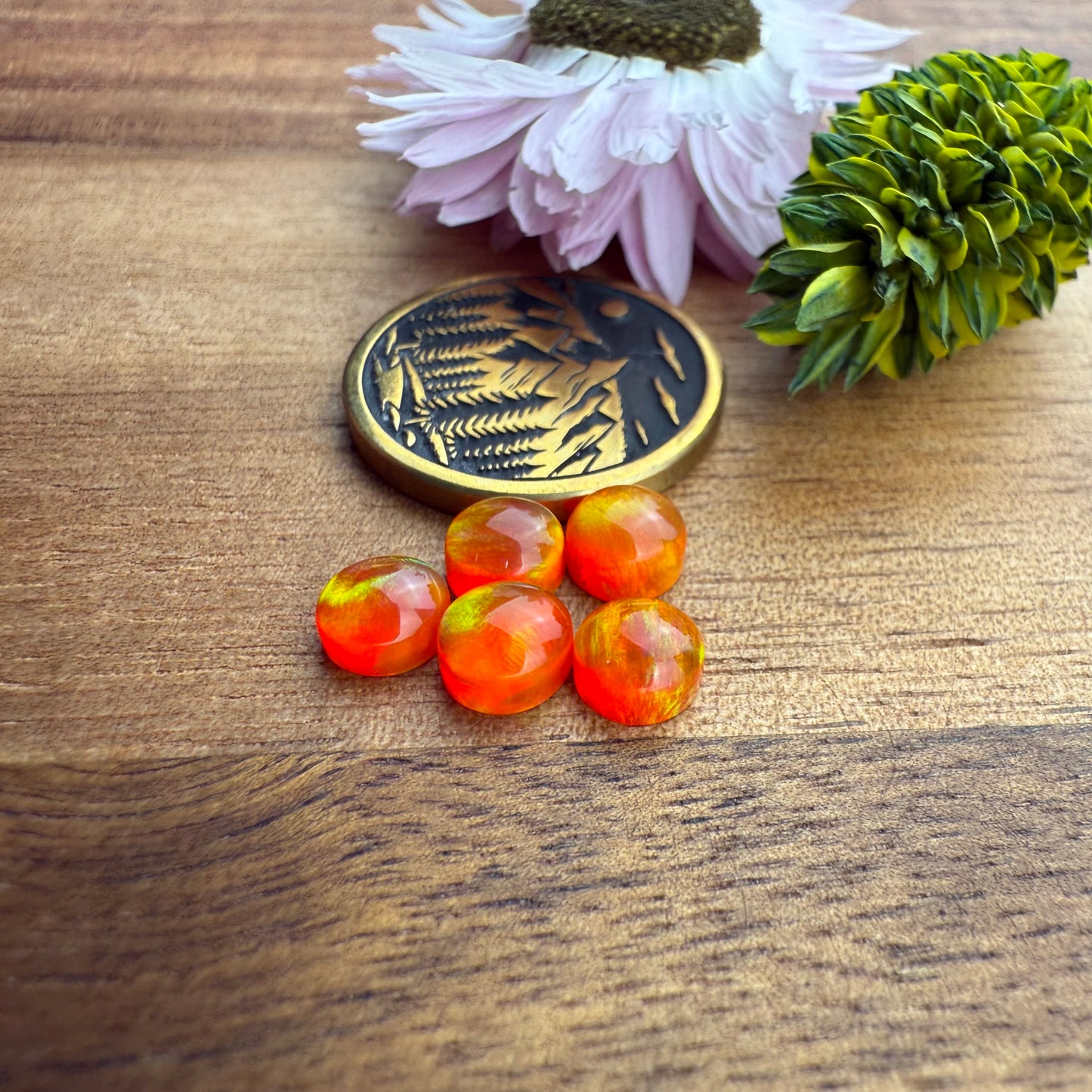 Aurora Opal Cabochon Set of 5 - approx. 5 x 5 mm