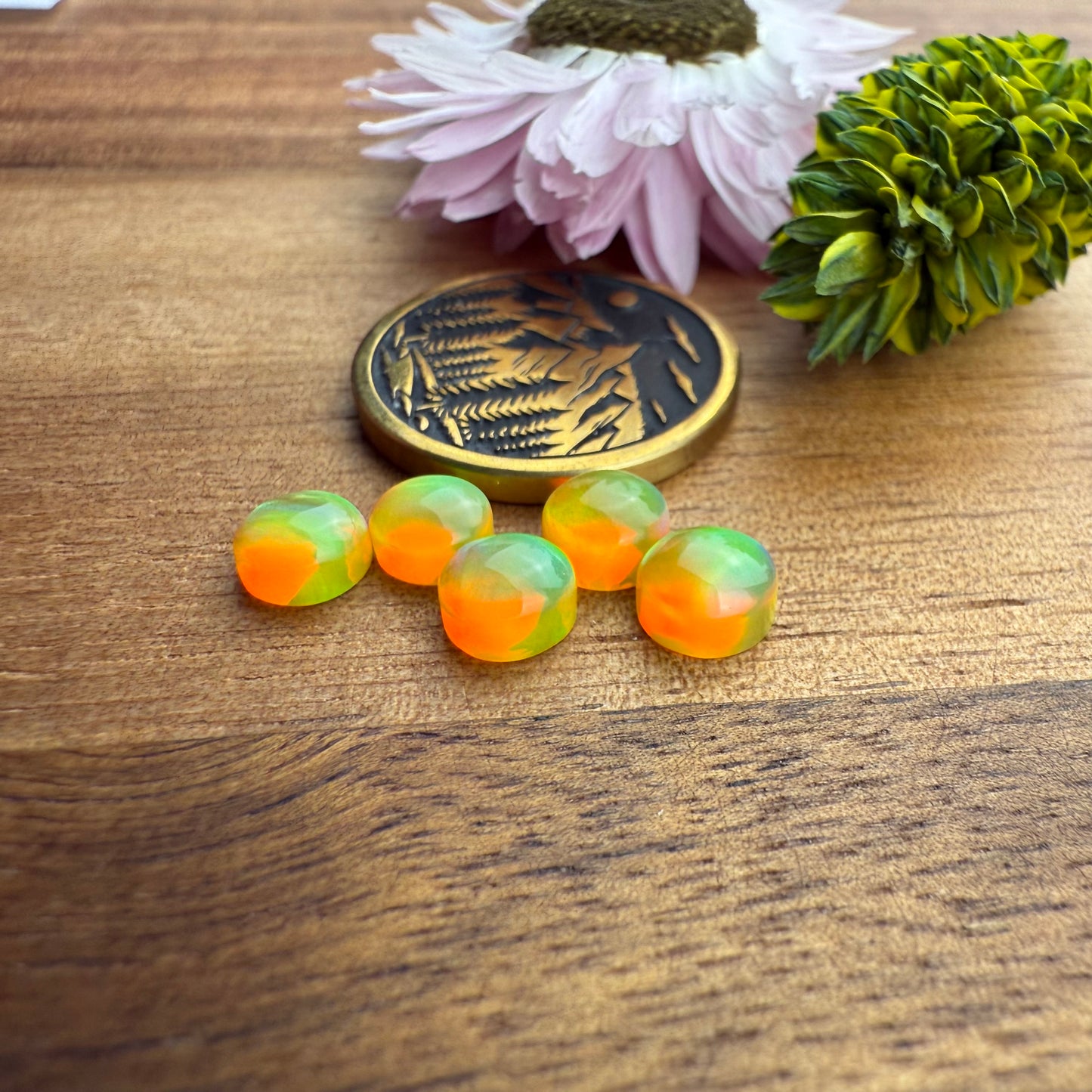 Aurora Opal Cabochon Set of 5 - approx. 5 x 5 mm