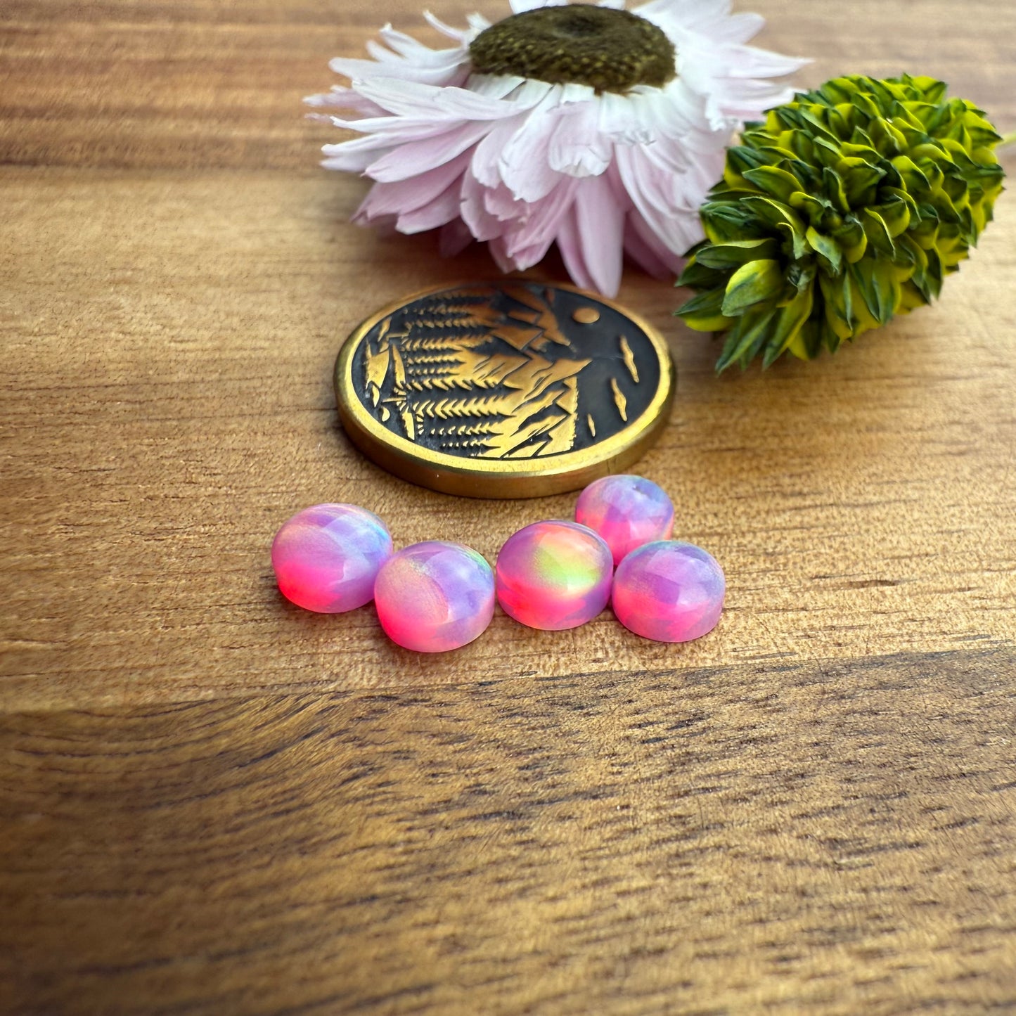 Aurora Opal Cabochon Set of 5 - approx. 5 x 5 mm