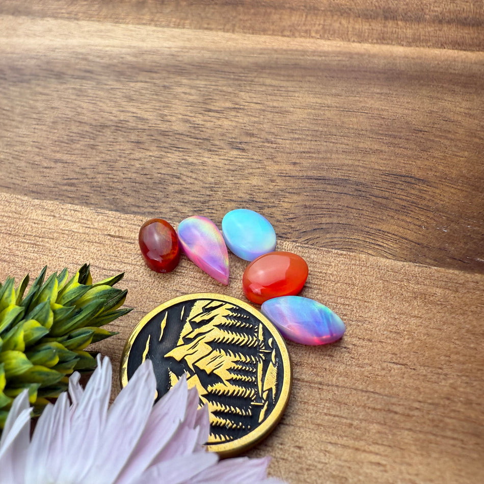 Aurora Opal Cabochon Set of 5 - Mixed Size