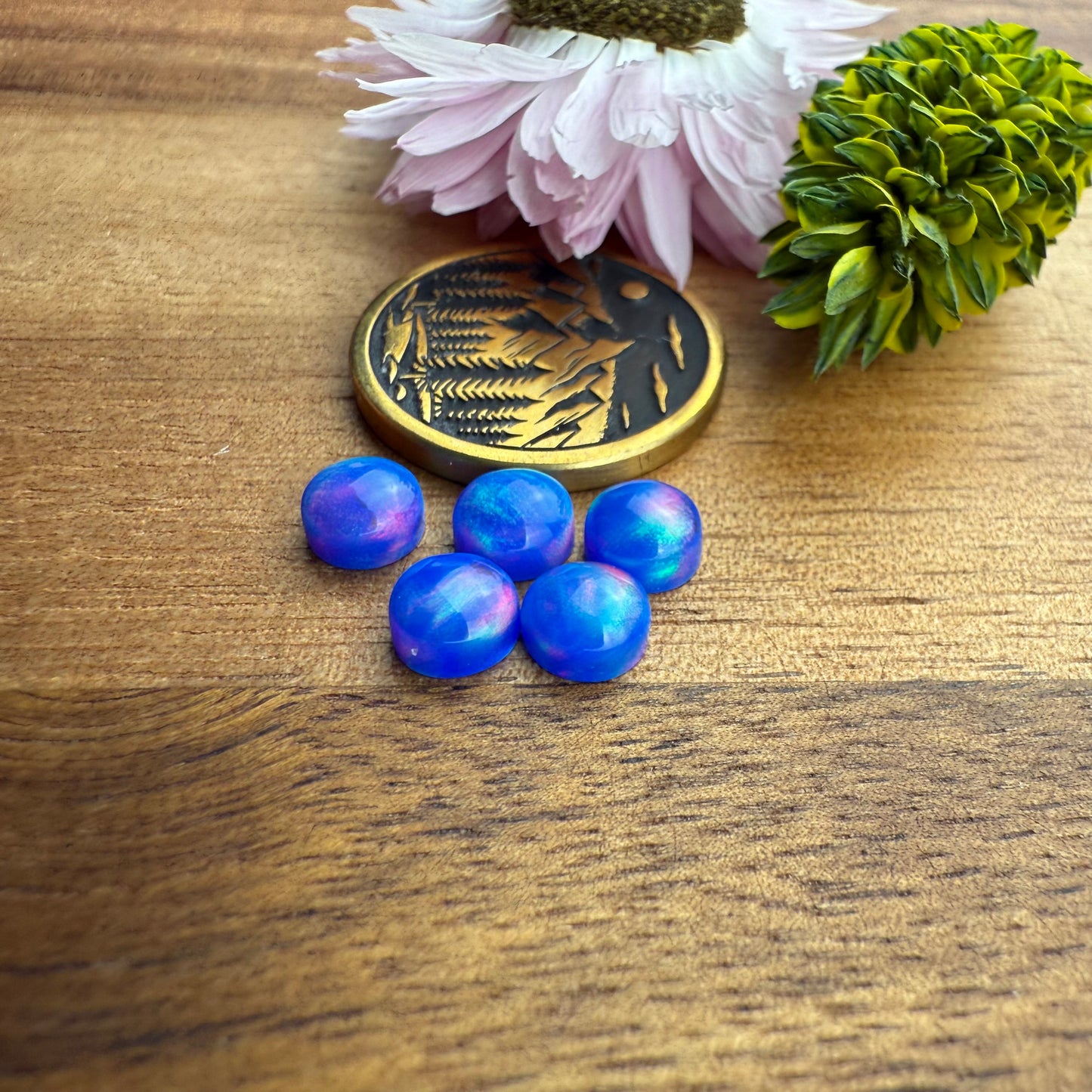 Aurora Opal Cabochon Set of 5 - approx. 5 x 5 mm