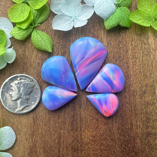 Aurora Opal Cabochon Set of 5 - Mixed Size