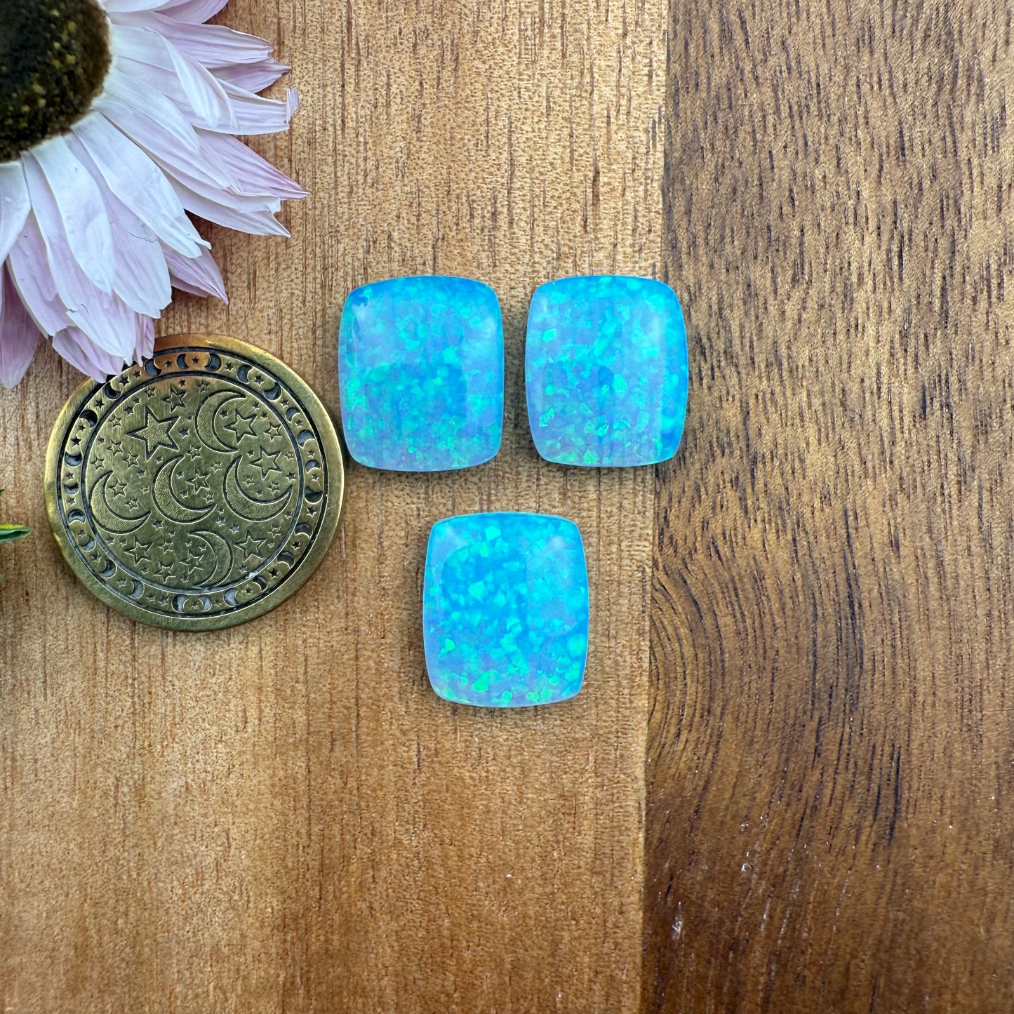 Glitter Opal Cabochon Set of 3 - approx. 13 x 11 mm