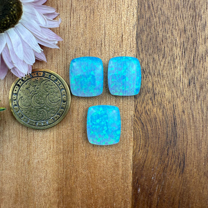 Glitter Opal Cabochon Set of 3 - approx. 13 x 11 mm