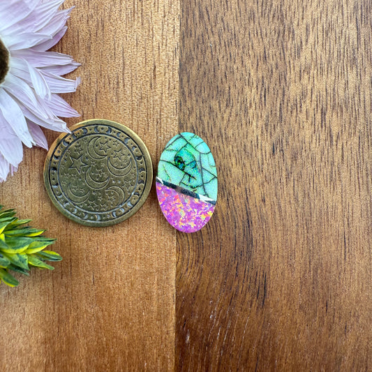Intarsia Sterling Opal Cabochon - approx. 18 x 11 x 4.2 mm